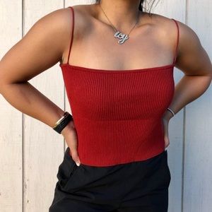 red knit cami top